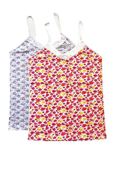 teknoparkx 2 Pieces Women's Strappy Patterned Athlete Lacy Cotton Combed Cott...