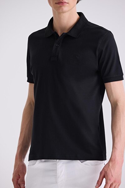 Jakamen Μαύρο Slim Fit T-Shirt Polo λαιμόκοψη