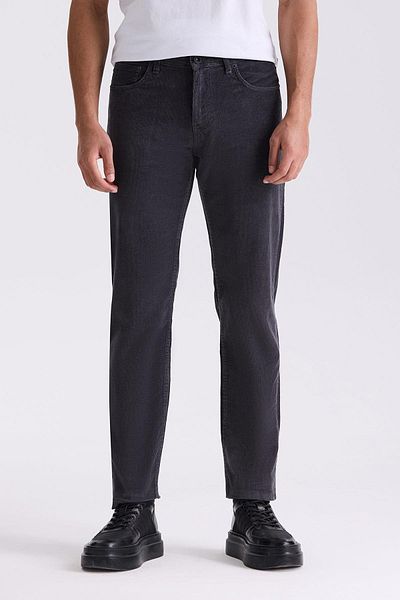 Jakamen Γκρι βαμβακερό βελούδινο παντελόνι Lycra Regular Fit