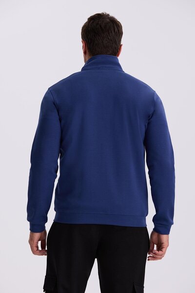 Jakamen Φούτερ με φερμουάρ Indigo Slim Fit από βαμβακερή λύκρα