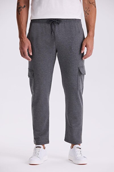 Jakamen Anthracite Slim Fit Cotton Lycra Sweatpants with Pockets