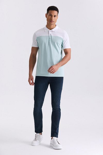 Jakamen Μπλουζάκι με γιακά πόλο Mint Slim Fit δίχρωμο
