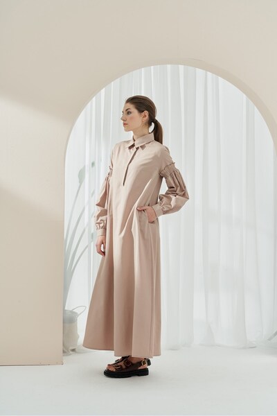 QANU Mink Dress with Elastic Sleeves