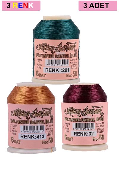 Mu Art 3 Pieces of Gold Spike Needle and Lace Thread 20 Gr - Royaleks - No: 413 - 032 - 291
