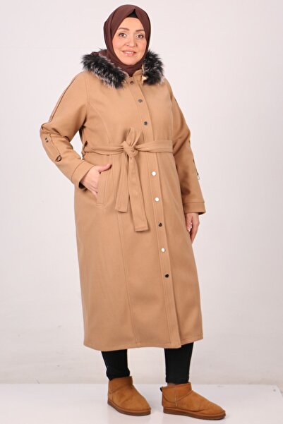 Eslina 33089 Παλτό-Μινκ με κουμπωτά κουμπωτά