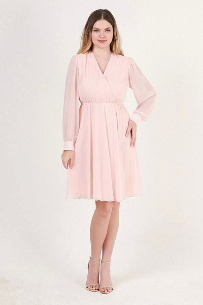rapellin Double-breasted Collar Elastic Waist Chiffon Dress 1782-cream