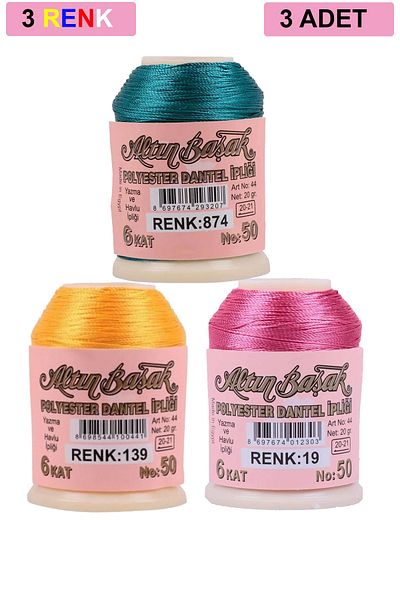Ziya Dijital 3 Pieces Altinbasak Oya And Lace Floss 20 gr - Royaleks - No: 139 - 019 - 874