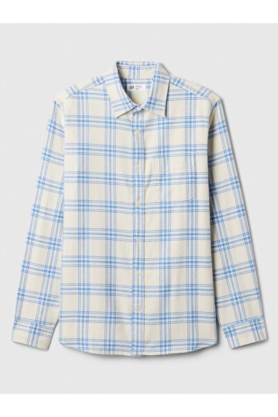 GAP Erkek Mavi Standart Kesim Flanel Gömlek