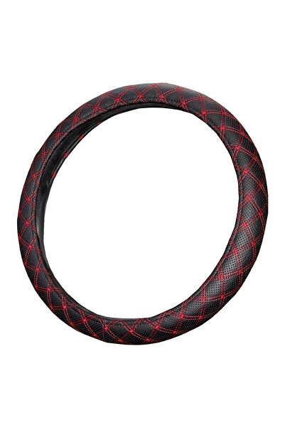 Fox Direksiyon Kılıfı 42 Cm Siyah Minibüs Hafif Ticari Geçmeli Kırmızı Nakışlı