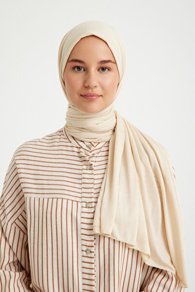 QANU Μπεζ χτενισμένο βαμβακερό σάλι