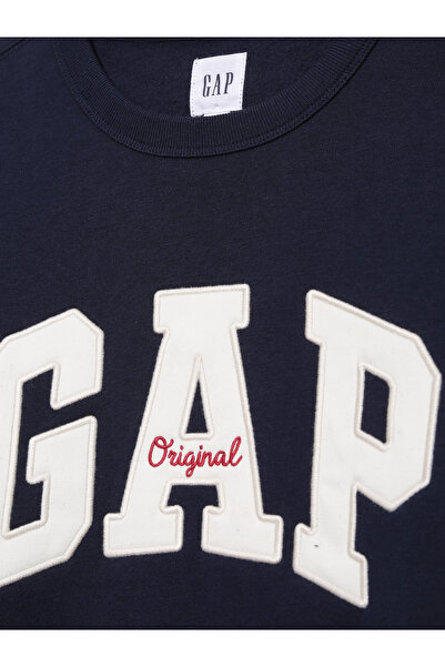 GAP Erkek Lacivert Logo Bisiklet Yaka Sweatshirt