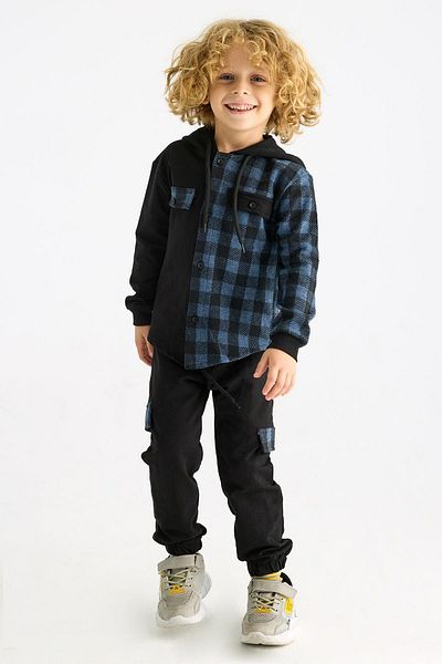 zepkids Boy's Indigo Colored Hooded Long Sleeve Tracksuit Set