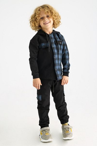 zepkids Boy's Indigo Colored Hooded Long Sleeve Tracksuit Set