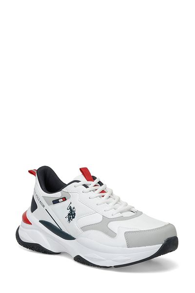 U.S. Polo Assn. Men's Sneakers - 4W Solıdar, 4Pr, White/Navy Blue, a 101812498