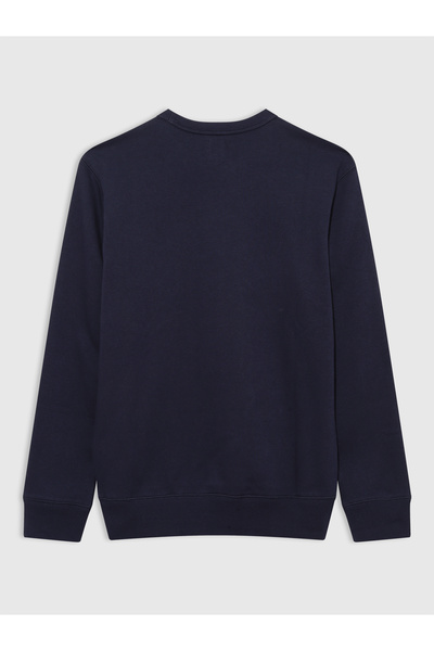 GAP Erkek Lacivert Logo Bisiklet Yaka Sweatshirt