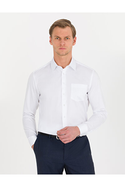 Pierre Cardin Λευκό κλασικό πουκάμισο με μακρύ μανίκι 50256422-VR013