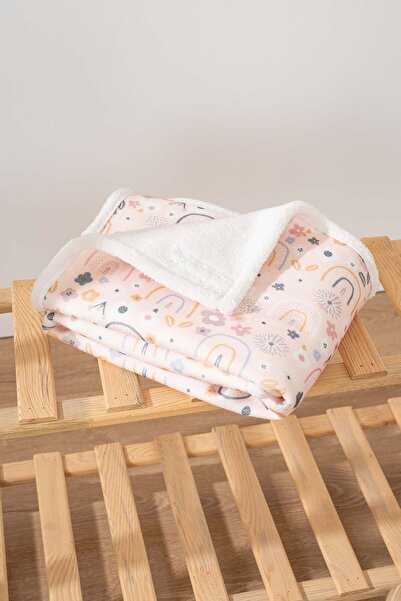 Rivaİstanbul 70X100 cm Rainbow Patterned Fluffy Baby Blanket