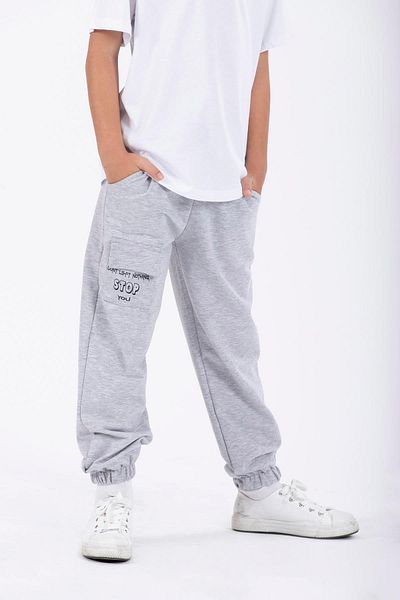 zepkids Don&#39;t Left Nothı Stop You Text Printed Grey Color Boy&#39;s φόρμα μονό κάτω