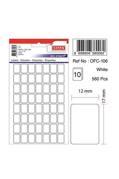 Tanex Ofc-106 12x17mm White Office Label 10 pcs