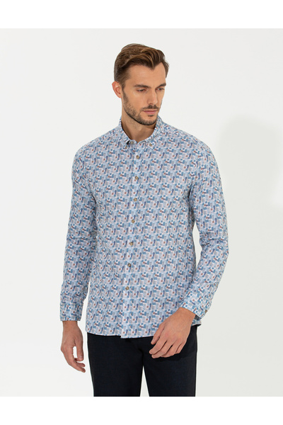 Pierre Cardin Beige Slim Fit Long Sleeve Shirt 50262462-Vr011