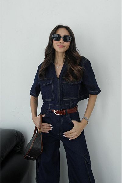 Havoş Navy Blue Blouse Cargo Jean Set