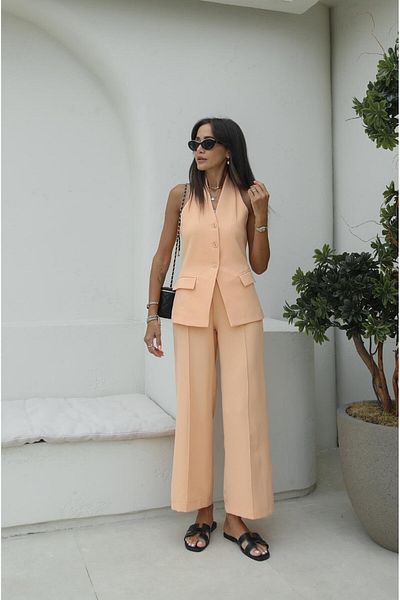 Havoş Hillary Salmon Vest and Trousers Set - Hanging Neck
