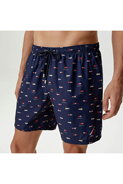 Nautica Erkek Lacivert Baskılı Deniz Şortu