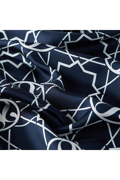 ipekevi Μεταξωτό κασκόλ Twill - Σελτζούκικο Μονόγραμμα - Μπλε ναυτικό