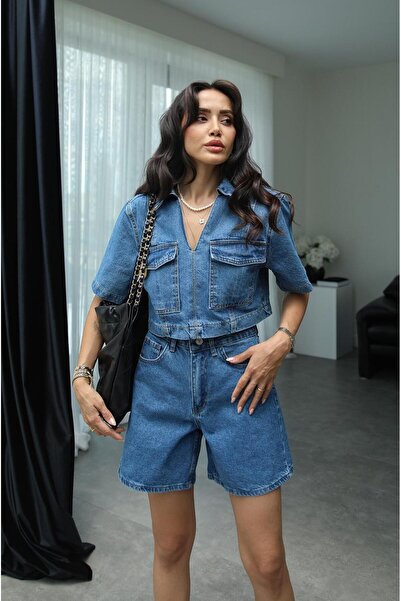 Havoş Ketlen Blue Blouse and Shorts Set