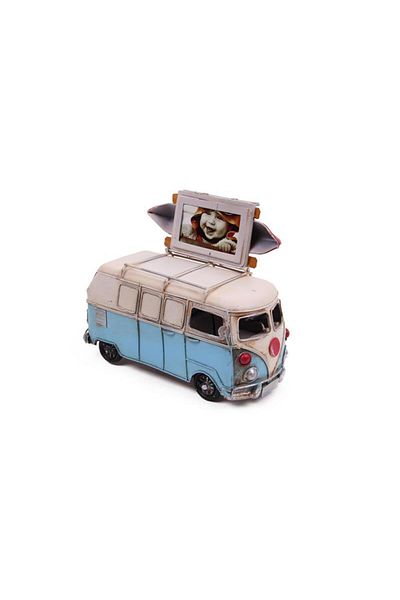 LiderGlobal Decorative Metal Minibus Gift with Frame and Moneybox