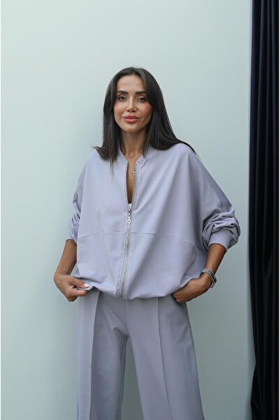 Havoş Lilac Faye Zippered Sweatshirt and Tracksuit Set