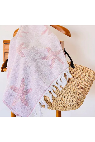 Bidoluraf Πετσέτα παραλίας και μπάνιου με σχέδιο ροζ αστέρι - 70x140 εκ