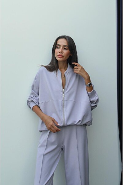 Havoş Lilac Faye Zippered Sweatshirt and Tracksuit Set