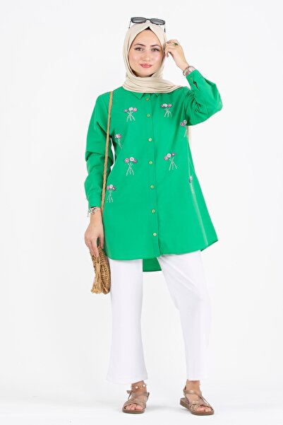 Sevitli Χάντρες Κεντημένο τουνίκ-πράσινο