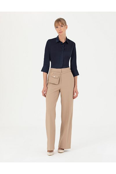 Pierre Cardin Beige Palazzo Fabric Trousers 50273084 -Vr011