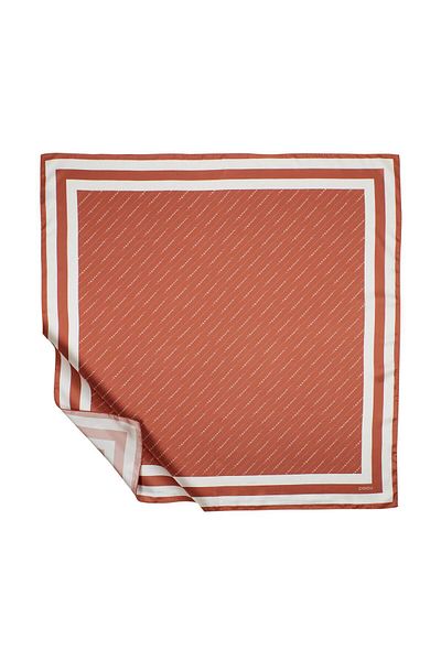 ipekevi Eșarfă din mătase twill - Signature în dungi - Cupru roșu