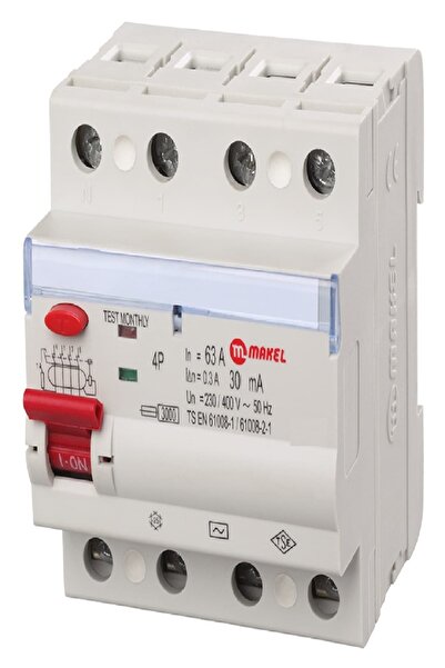 MAKEL Sigorta 63 Amper 3P+N 30 Ma Kaçak Akım Rolesi 34001010