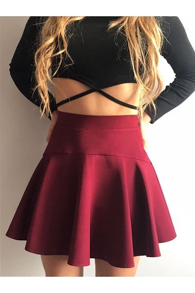AL&SU BUTİK Fusta mini pantaloni scurți de damă burgundy