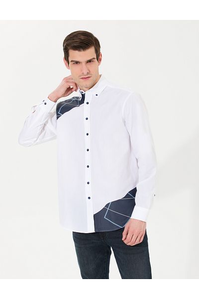 Pierre Cardin Μακρυμάνικο πουκάμισο Comfort Fit σε πέτρινο χρώμα - 50262456-vr049