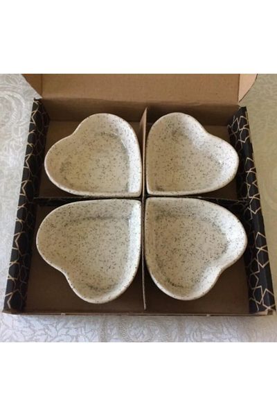 Bidoluraf Mini Heart Glitter Snack Bowl, Sauce Bowl, Turkish Delight Bowl, Dragee (4 Pieces)