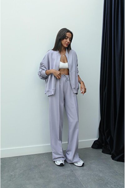 Havoş Lilac Faye Zippered Sweatshirt and Tracksuit Set