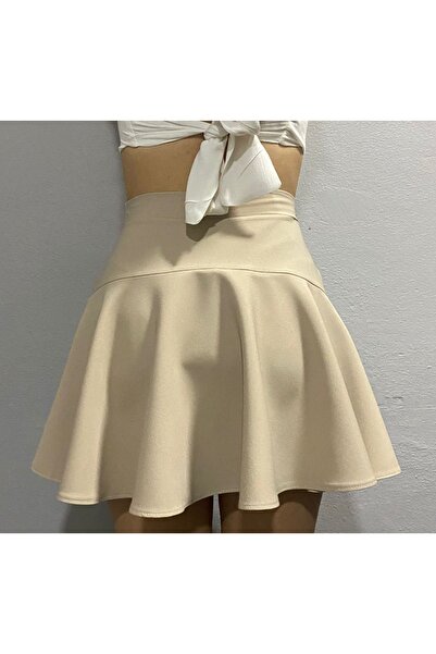 AL&SU BUTİK Fusta mini pantaloni scurți de culoare piatră pentru femei