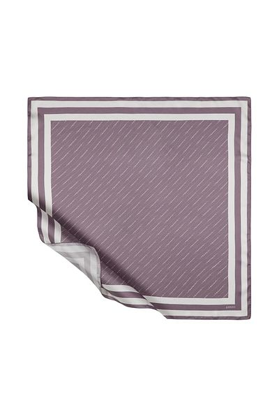 ipekevi Eșarfă din mătase din twill - Dungi Signature - Fig Purple
