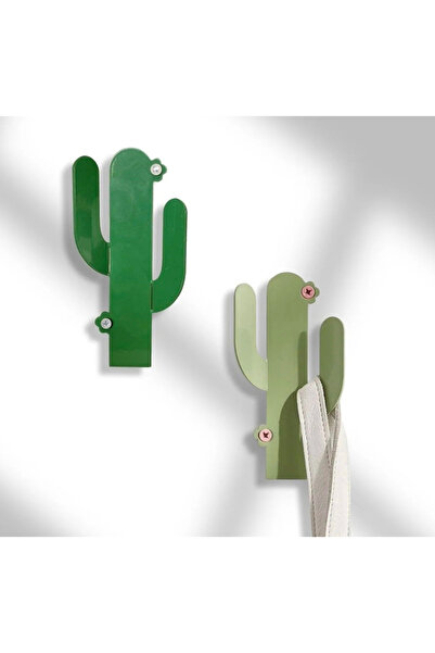 Bidoluraf Kaktüs Desenli Dekoratif Metal Askılık 4lü Set