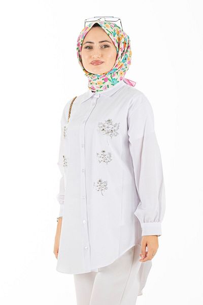 Sevitli Tunica cu model de frunze-alb