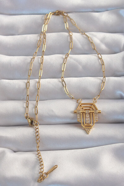 Mulvix Mulvxxmd Xdn02 Steel Gold Color Zircon Stone Serenay Necklace (Mulvix)