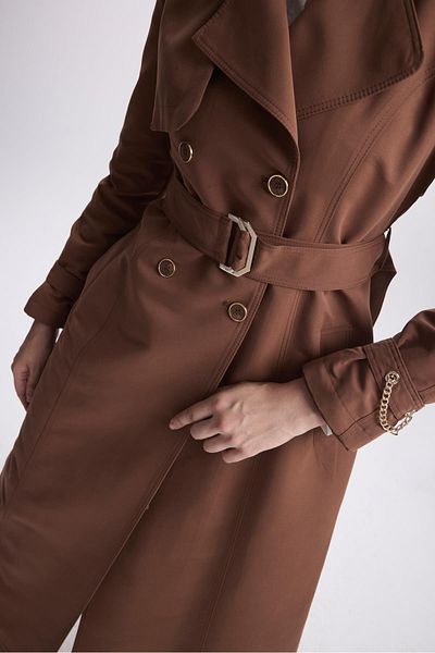 Zühre Chain and Belt Detailed Mink Trench Coat 12615