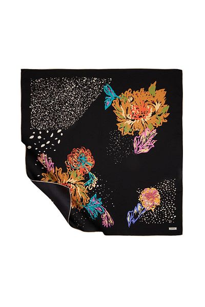 ipekevi Φουλάρι με μοτίβο τέλους καλοκαιριού Black Silkmill Twill