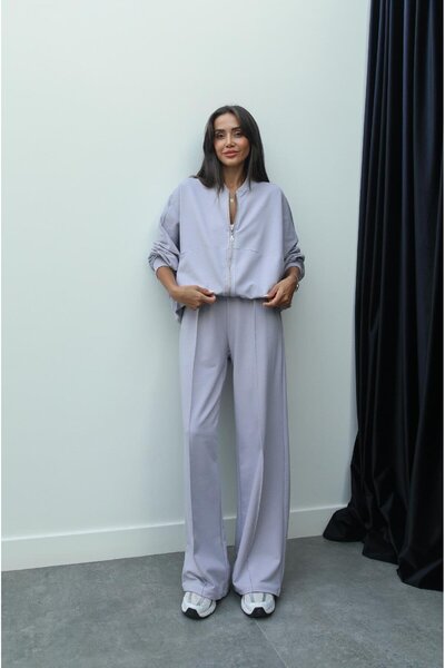 Havoş Lilac Faye Zippered Sweatshirt and Tracksuit Set