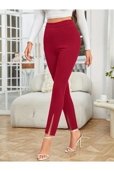 leyla sanat sanata yeni bir bakış açısı Leyla Art a New Perspective on Art Women's Front Slit High Waist Imported Crepe Pants